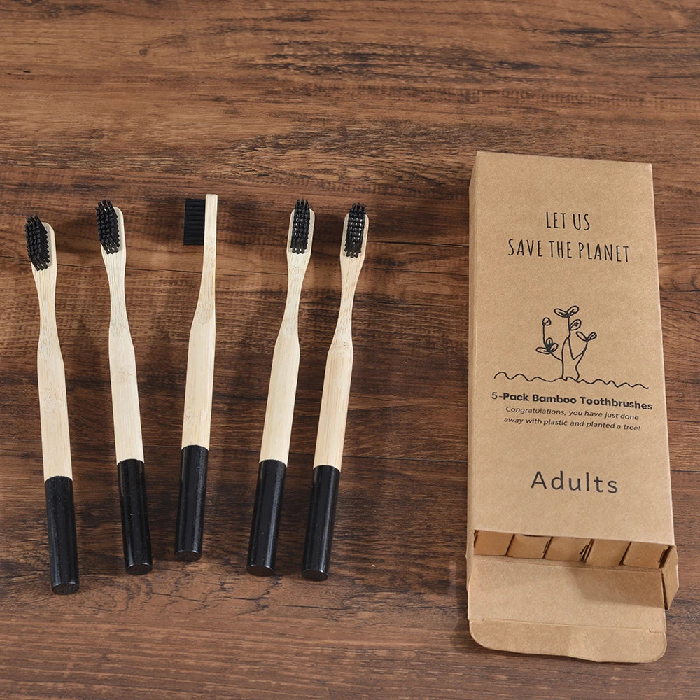 5Pack Adult Bamboo Toothbrush