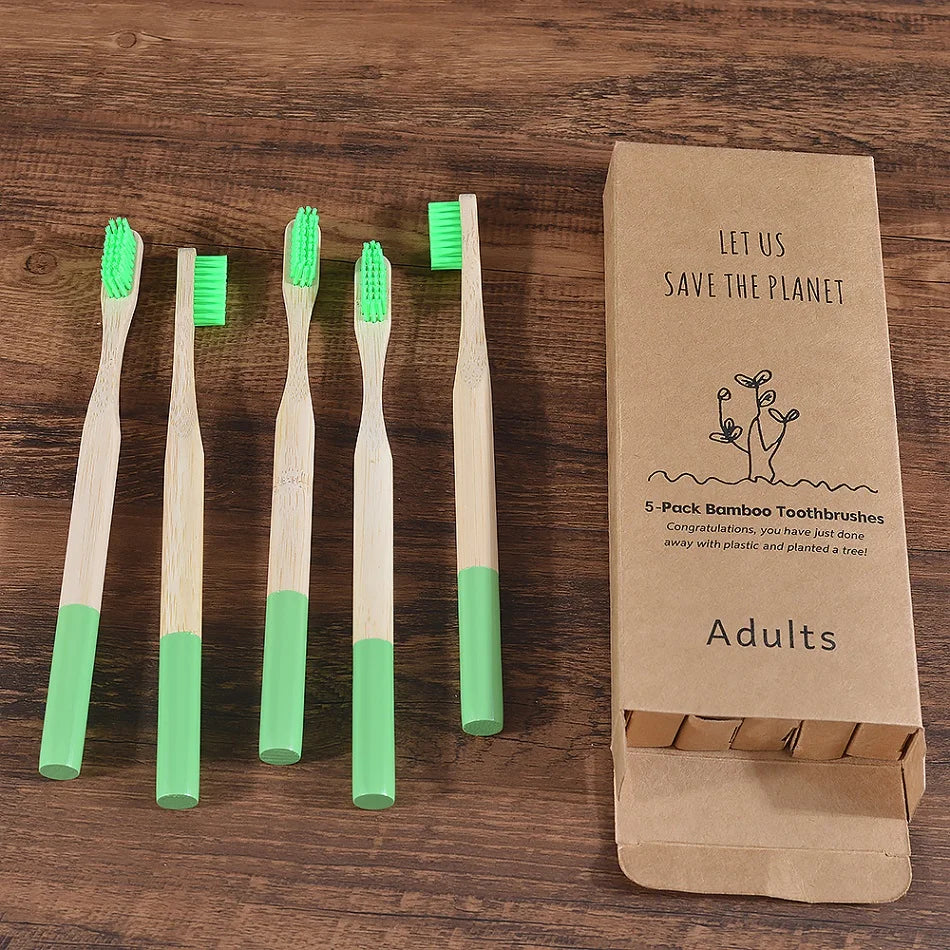 5Pack Adult Bamboo Toothbrush