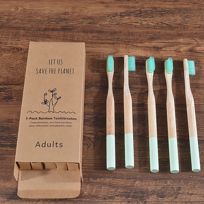 5Pack Adult Bamboo Toothbrush