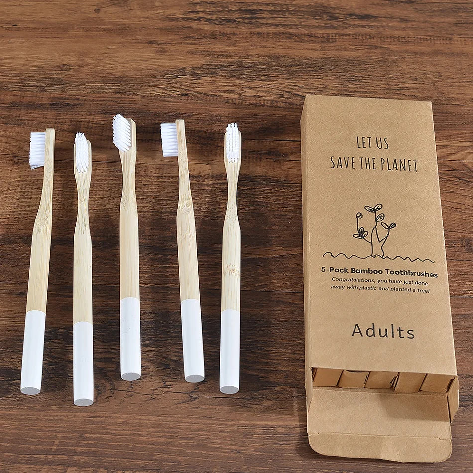 5Pack Adult Bamboo Toothbrush