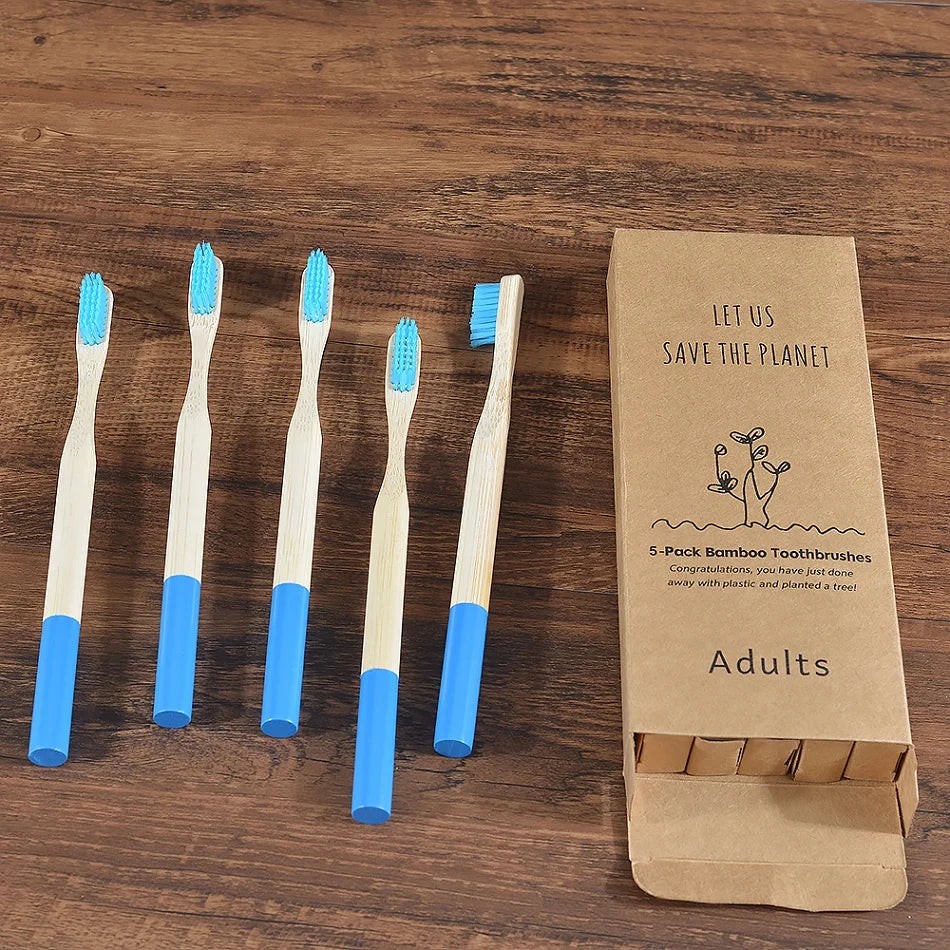 5Pack Adult Bamboo Toothbrush