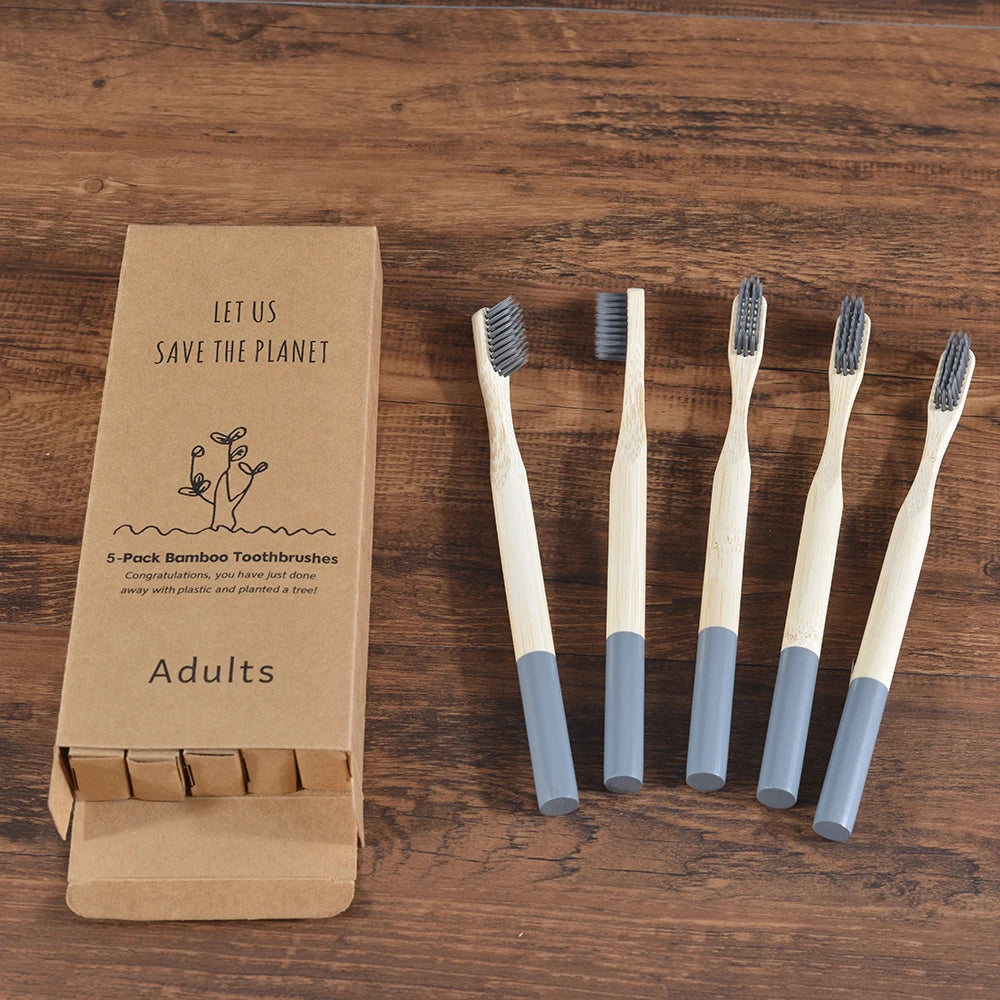 5Pack Adult Bamboo Toothbrush