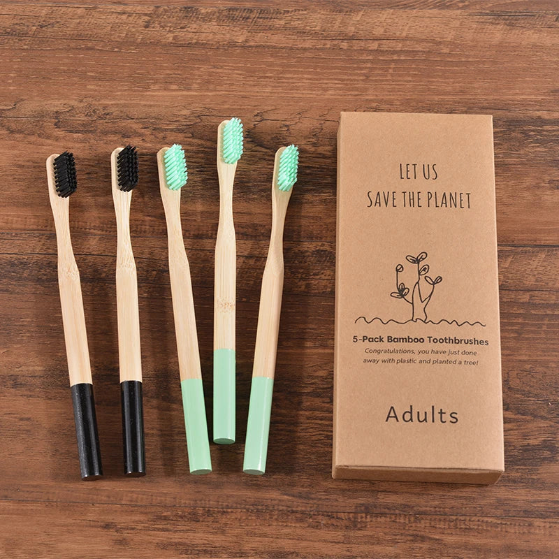 5Pack Adult Bamboo Toothbrush
