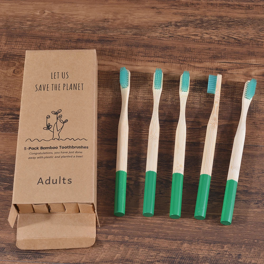 5Pack Adult Bamboo Toothbrush