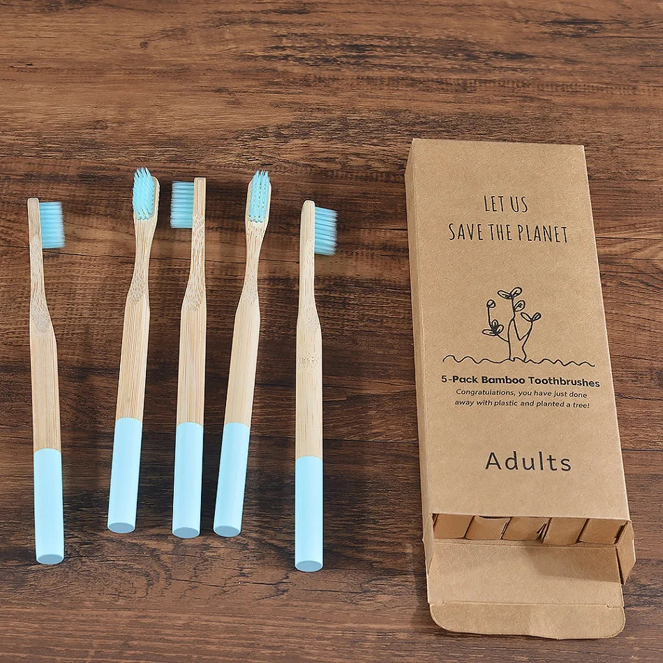 5Pack Adult Bamboo Toothbrush