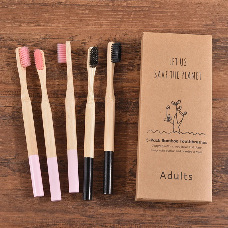 5Pack Adult Bamboo Toothbrush