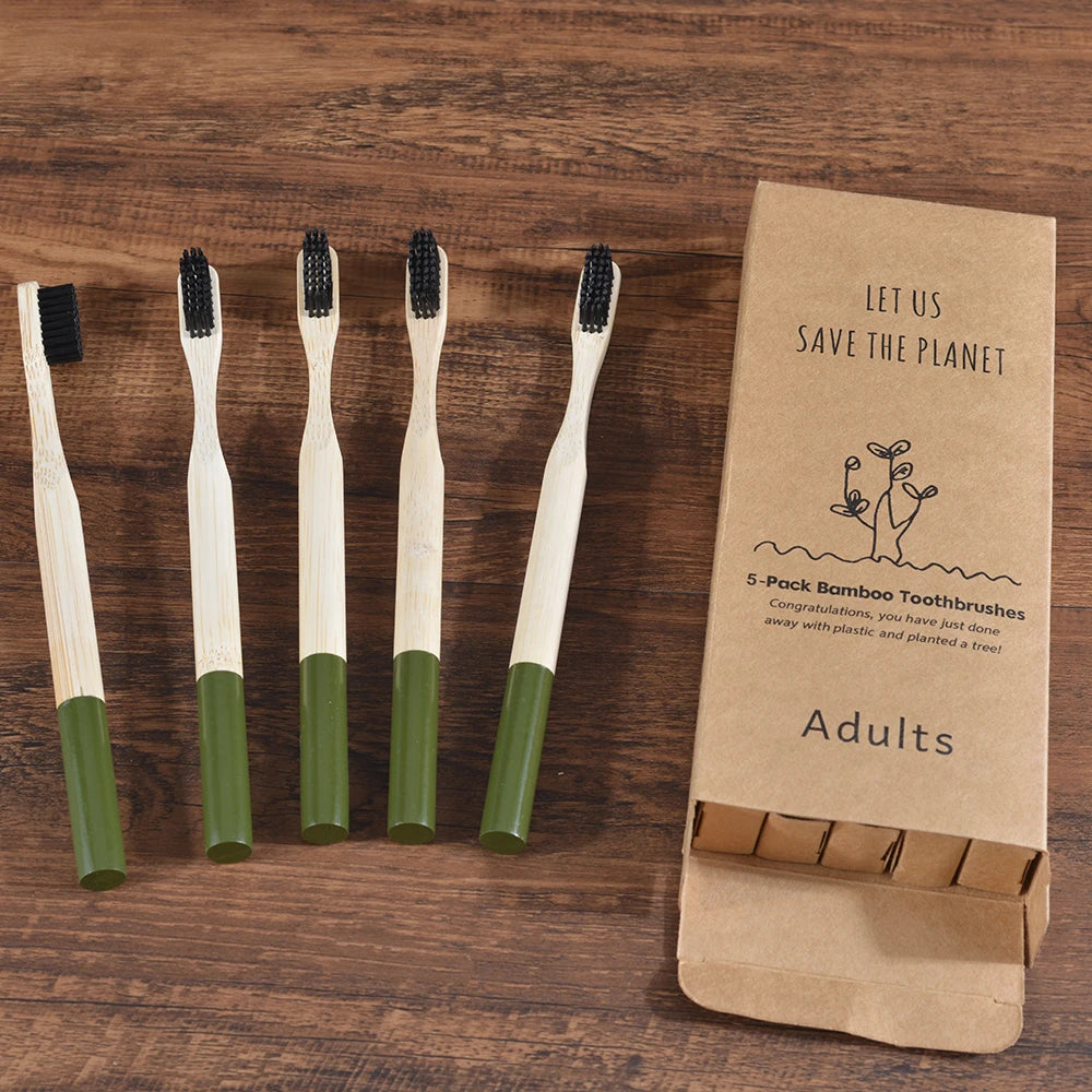 5Pack Adult Bamboo Toothbrush