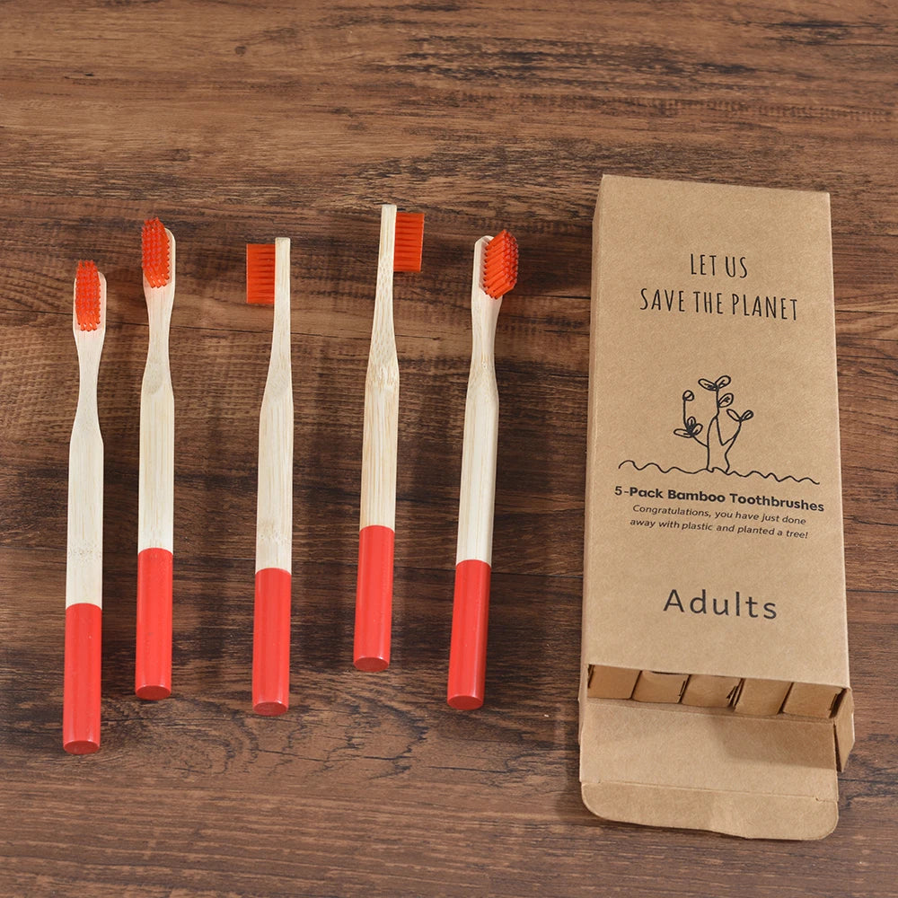 5Pack Adult Bamboo Toothbrush