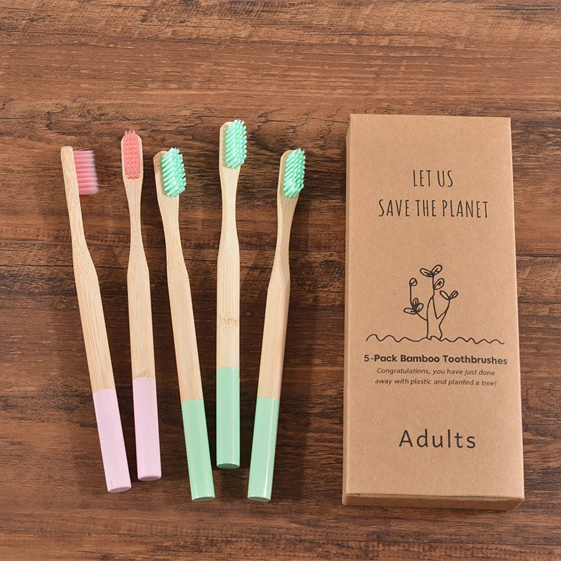 5Pack Adult Bamboo Toothbrush