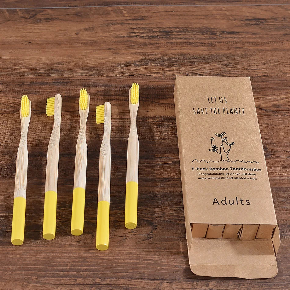 5Pack Adult Bamboo Toothbrush